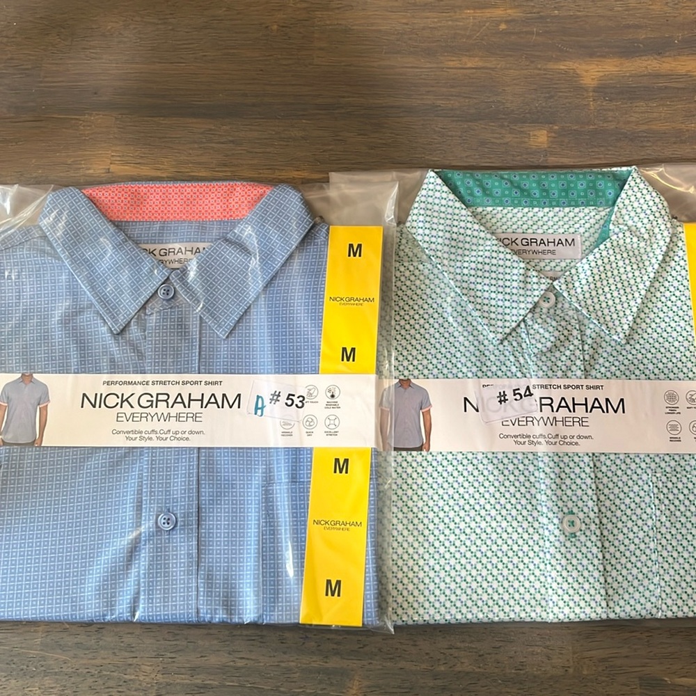 NICK GRAHAM 2 pack SHIRTS. MENS SHIRTS. SZ MEDIUM NEW #246